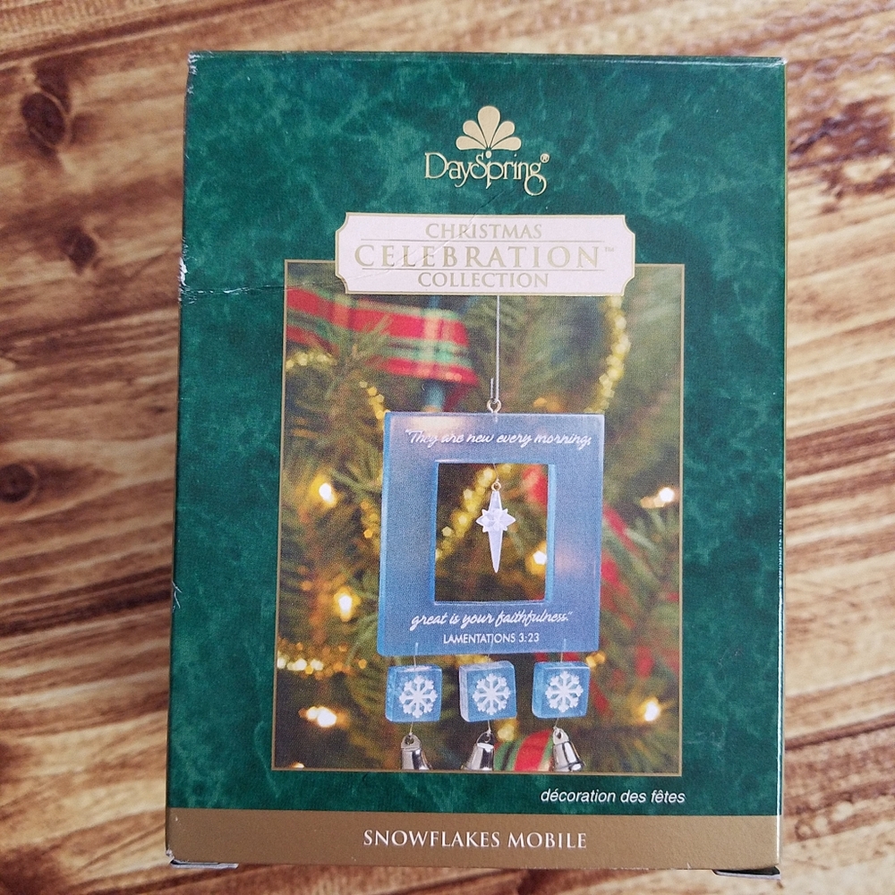 Dayspring Holiday Snowflakes Mobile - Blue Christmas Ornament Scripture Verse